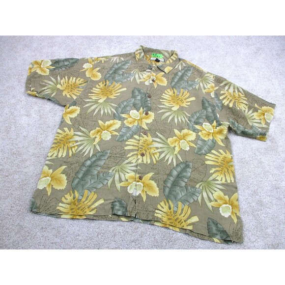 Tommy Bahama Shirt Men XL Floral Silk Graphic Print Hawaiian Camp Button Up - Picture 2 of 10